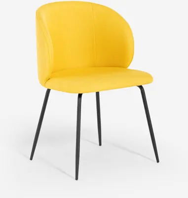 Image de Chaise rembourrée élégante en tissu pour la cuisine et la salle à manger Kasva - Jaune