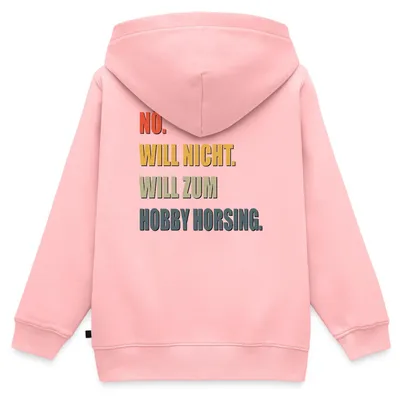 Produktbild von Spreadshirt Nö Will Nicht Will Zum Hobby Horsing Kinder Premium Organic Zip Hoodie, 146/152 (10 Jahre), Rosa