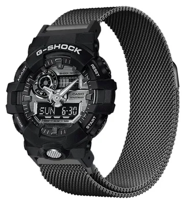 Image de INF Bracelet Milanese magnétique en métal 24.5cm x 2.2cm pour G-SHOCK Le noir