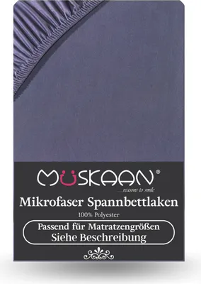 A product image of a fitted sheet with branding and product details.