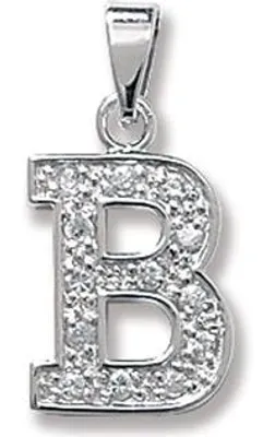 Produktbild von Klassischer 925 Sterling Silber Buchstaben / Initiale Damen - Anhänger mit Zirkonia; TRS35292LTB