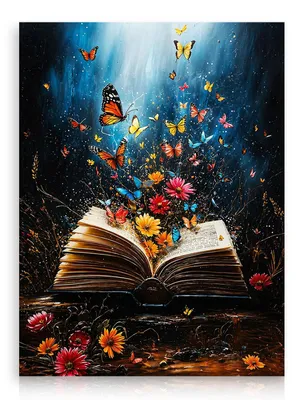Productafbeelding van Wanddecoratie Poster met Bloemen en Vlinders 30x40cm