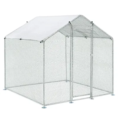 Zdjęcie produktu dla Juskys wybieg 2x2x2m - metalowy kurnik 4 m² z drzwiami i zatrzaskiem