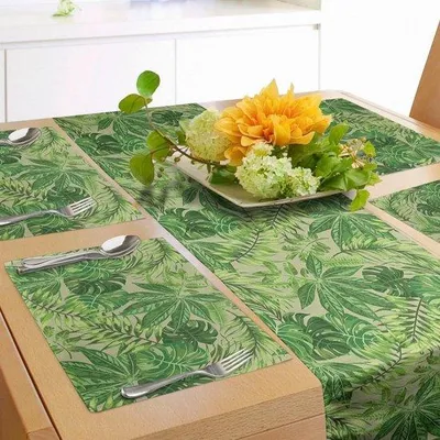 Produktbild von Tropische Tafelmatte - 180 x 40 cm - Appelgrün-Varengrün - Bladprint