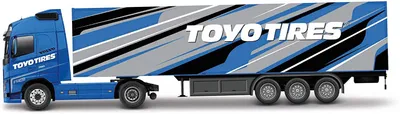 Produktbild von Bburago StreetFire - Modelltruck - Volvo FH16 mit Auflieger (Maßstab 1:43) blau Toyo Tires