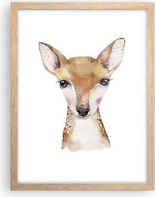 Produktbild von Gerahmtes Poster - Rahmen in heller Eiche - Damhirschkuh Grafiken Kinder - 30x40 cm - Wand Bild - Wanddeko - Wandbilder - Kunstposter - Wandposter - Bilderrahmen - Bilder - P2NPA30x40-4449