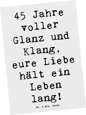 Produktbild von Mr. & Mrs. Panda Postkarte Spruch 45. Hochzeitstag Messinghochzeit - Weiß - Geschenk, Ansichtskarten, Postkarten, Geschenke, Heirat, Ansichtskarte, Ehejubiläum, Grußkarte
