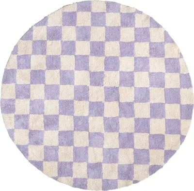 Produktbild von Volero - Rund Retro Teppich - Gambit Lila Weiß - Ø 100 cm - Wohnzimmer, Kinderzimmer, Schlafzimmer - Modern, Retro