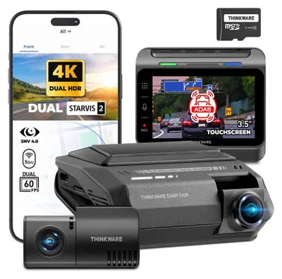 Zdjęcie produktu dla Wideorejestrator samochodowa - 4K i 2K - GPS - Wi-Fi - 64 GB - Przód i tył