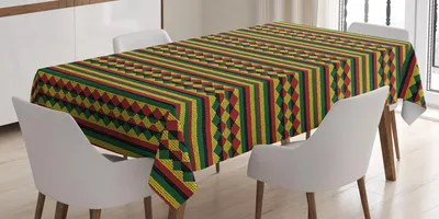 Produktbild von ABAKUHAUS Kente Muster Tischdecke, Traditionelle afrikanische Muster in lebhaften Farben indigenen Kultur Folklore, 140 x 240 cm, Mehrfarbig