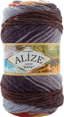 100g Strickgarn ALIZE BURCUM Batik Strickwolle Handstrickgarn 7942 grau braun creme