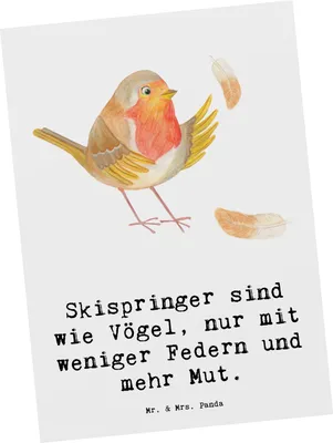 Produktbild von Mr. & Mrs. Panda Postkarte Skispringen Mut - Weiß - Geschenk, Sportler, Ansichtskarte, Ansichtskarten, Sportart, Grußkarte, Ausdauer, Sport, Geschenke, Teamsport, Humor