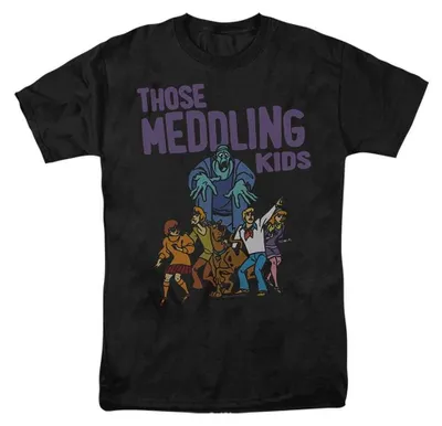 Image de T-shirt Scooby Doo - "Ces enfants casse-cou" - Modèle unie pour hommes/femmes - TV36996 (Taille L) (Noir)