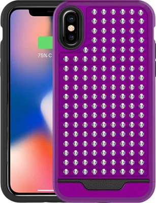 Obrázek produktu pro Zizo Star Diamond Hybrid Cover - pouzdro pro iPhone X (fialové/černé)