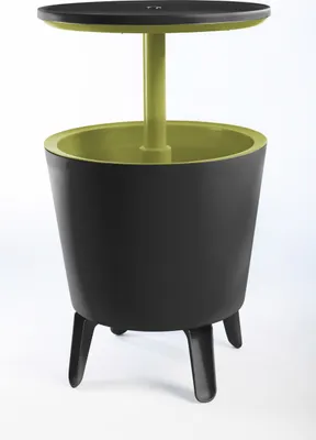 Produktbild von Keter Cool Bar Beistelltisch mit integrierter Kühlbox, 30 Liter Fassungsvermögen, ausziehbare Tischplatte, wetterfest und UV-beständig, Creme/Grün