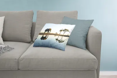 Produktbild von MuchoWow® Zierkissen Sofakissen Wohnzimmer Dekokissen 60x40 cm Elefant - Wasser - Bäume - Tiere - Natur - Kopfkissen - Polster mit Foto