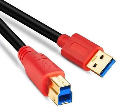 Obrázok produktu pre USB kábel typu A na B – prenos dát SuperSpeed – 0,3 metra – červený