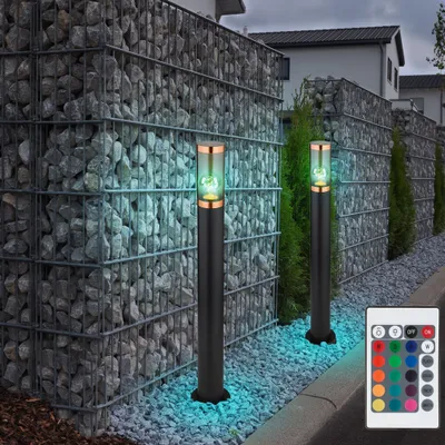 Produktbild von RGB LED Stehleuchte, Edelstahl, schwarz, rauch, Kupfer, H 80 cm