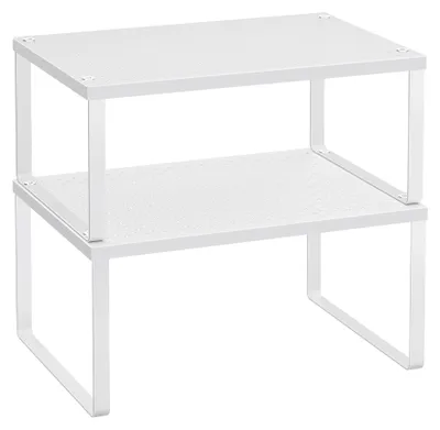 Produktbild von SONGMICS Gewürzregal, 2er Set, Küchenregal, Küchen-Organizer, Küche, Gewürzhalter, erweiterbar, stapelbar, kleines Regal, Metall, weiß KCS01WT