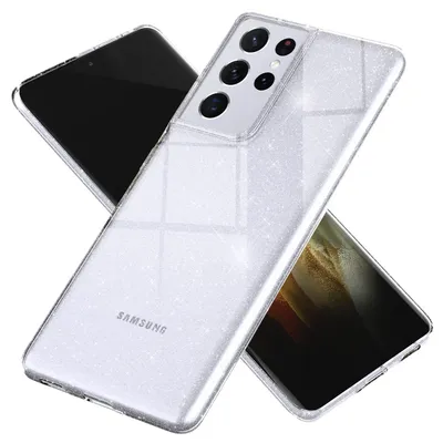 Produktbild von NALIA Glitzer Handy Hülle für Samsung Galaxy S21 Ultra, Case Cover Schutz Etui Transparent