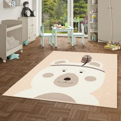 Produktbild von Kinderteppich Trendline Pastell Rosa Creme Bär, Größe:200x290 cm
