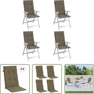 Produktbild von The Living Store Hochlehner-Auflagen 4 Stk. Melange Taupe 120x50x4 cm Stoff