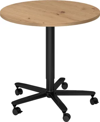 Produktbild von bümö Säulenhubtisch rund ST - Nachbildung: Asteiche, tischfuss: schwarz