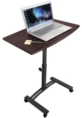 Mobiler Laptop-Tisch auf Rollen, höhenverstellbar, schwarz