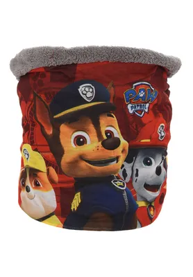 Produktbild von Paw Patrol Schlauchschal mit Chase, Marshall & Rubble Motiv, rot/grau