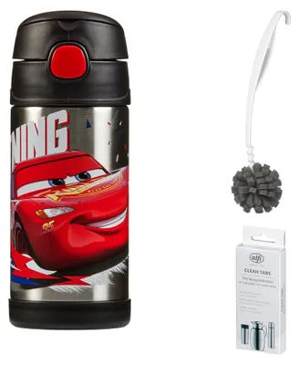 Zdjęcie produktu dla THERMOS FUNTAINER STRAW BOTTLE DISNEY 0,35 Trinkflasche – Vorteilsset mit Reinigungsbürste CLEAN FIX 30 cm