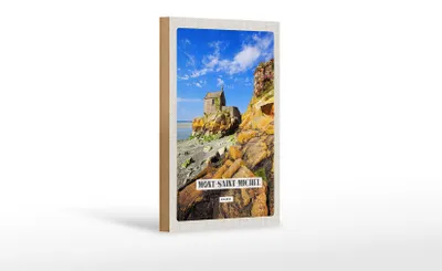 Produktbild von Holzschild Reise 12x18cm Moint-Saint-Michel Reiseziel Tourismus