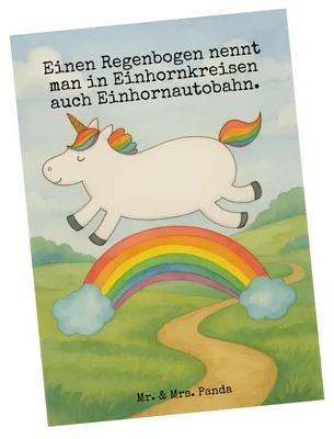 Produktbild von Mr. & Mrs. Panda Postkarte Einhorn Regenbogen Design - Weiß - Geschenk, Erwachsenwerden, Glitzer, bildkarte, Unicorn, Einhornpower, Postkarten, Ansichtskarte, Grußkarte