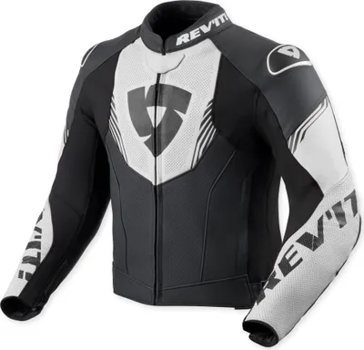 Zdjęcie produktu dla Revit Argon 3 perforowana kurtka motocyklowa ze skóry, czarno-biała, rozmiar 48