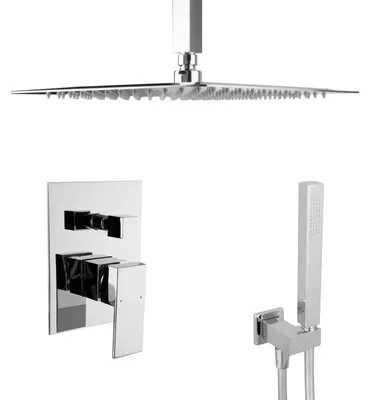 Produktbild von PaulGurkes Unterputz Regendusche mit Deckenarm eckig Edelstahl 30 cm Duschkopf