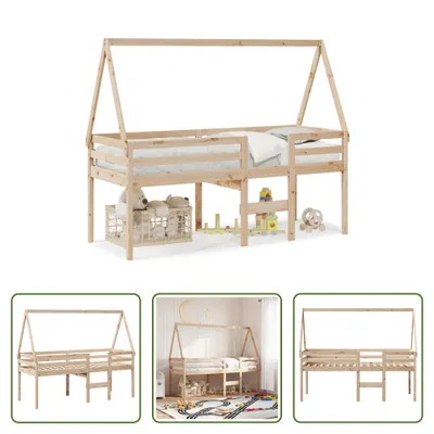 Produktbild von The Living Store Hochbett mit Dach 80x200 cm Massivholz Kiefer