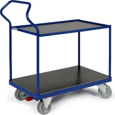 Produktbild von Protaurus ERGOTRUCK-Tischwagen mit 2 Ladeflächen und Schiebebügel 500kg Tragkraft 1000x600mm bündige Ladefläche