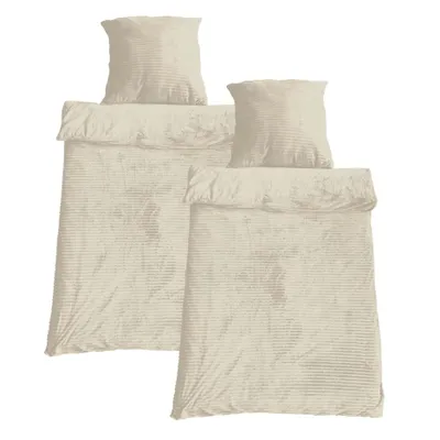 Produktbild von Bettwäsche Winter Plüsch Cashmere Cord Fleece 135x200 80x80: 4tlg. / Weiß