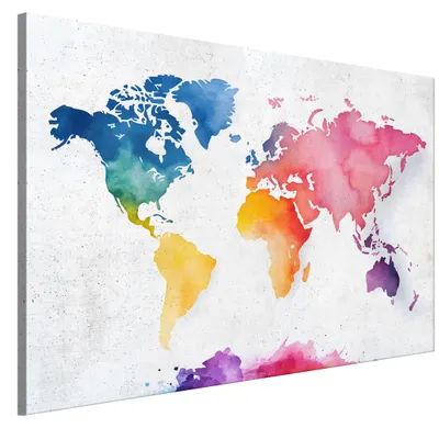 Produktbild von LUMASOUL Leinwand Bilder, Leinwandbild Karten Motiv, Wandbilder Holzrahmen, Bilder 90x60cm Mehrfarbig Weltkarte 05