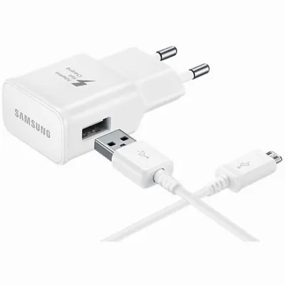 Produktbild von Samsung Schnellladegerät 15W Netzteil inkl. Datenkabel micro USB white (Retail)