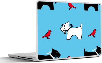 Produktbild von MuchoWow® Laptop Aufkleber Sticker Cover Hund - Vogel - Tiere - Muster - Kinder 30x22 cm - Laptop-Sticker