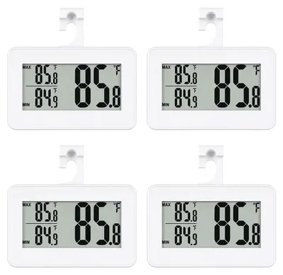 Kühlschrankthermometer 4er-Set, digital, -20 bis 60 °C, weiß