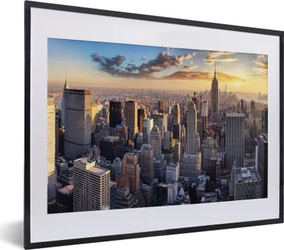 Produktbild von MuchoWow® MuchoWow® Gerahmtes Poster New York - Skyline - Wolken 40x30 cm - Poster mit zchwarzem Bilderrahmen - Bilderrahmen - Poster im Rahmen