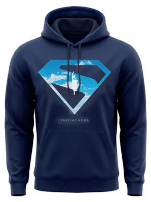 Immagine prodotto di Felpa con cappuccio Superman, unisex, modello TV36246 (taglia L), colore blu navy