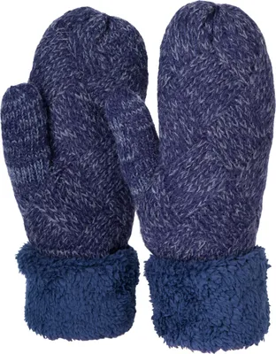 Produktbild von styleBREAKER Damen warme Winter Strick Fäustlinge, Handschuhe mit Rauten Muster, Thermo Fleece, Strickhandschuhe 09010031