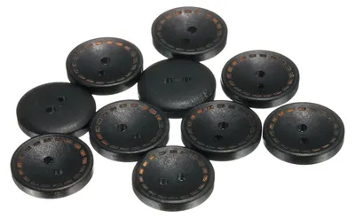 Produktbild von Runde, schwarze Holzknöpfe, 20 mm Durchmesser - 10 Stück