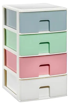 Productafbeelding van Ladekast, stapelbaar ontwerp, veelzijdige organisatie, 4 compartimenten van 38x37x62,6 cm, 4 stuks