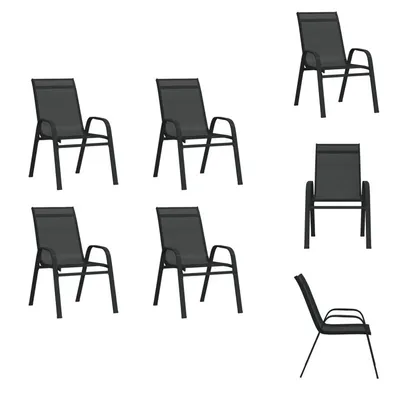 Image de vidaXL Chaises de jardin empilables 4 pcs noir Textilène - Chaises de jardin