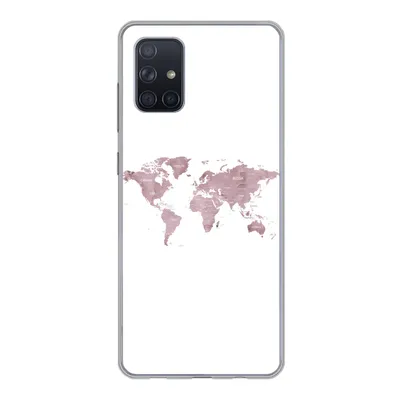 Produktbild von MuchoWow® Handyhülle Schutzhülle Hülle für Samsung Galaxy A51 Weltkarte - Rosa - Weiß Silikon Softcase Handy Hülle - Schutzabdeckung