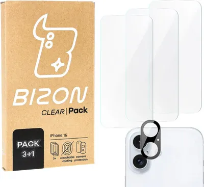 Produktbild von 3x Szkło hartowane + szybka na aparat Bizon Clear 2 Pack do iPhone 16