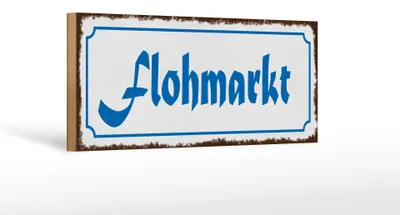 Produktbild von Holzschild Hinweis 27x10cm Flohmarkt